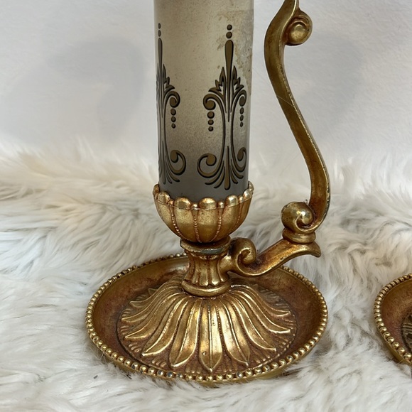 Candelabro Dilly MFG CO. Bundle 2 Gold Candle Stick Holder USA Vintage - Picture 2 of 10